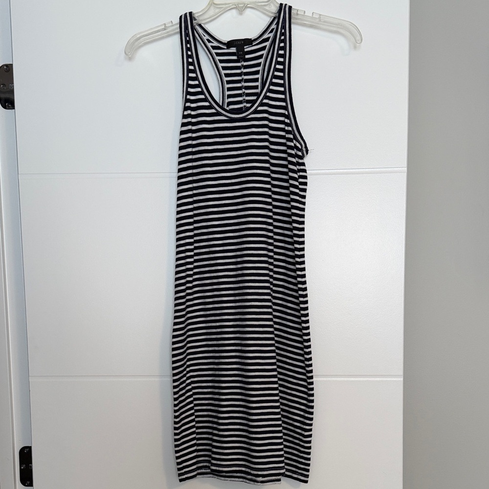 J. Crew Black and White Striped Racerback Dress